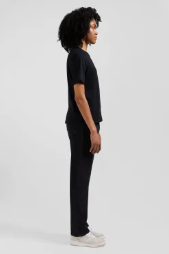 T-shirt manches courtes en coton noir coupe Modern