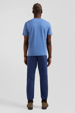 T-shirt manches courtes en coton Pima uni bleu coupe Regular