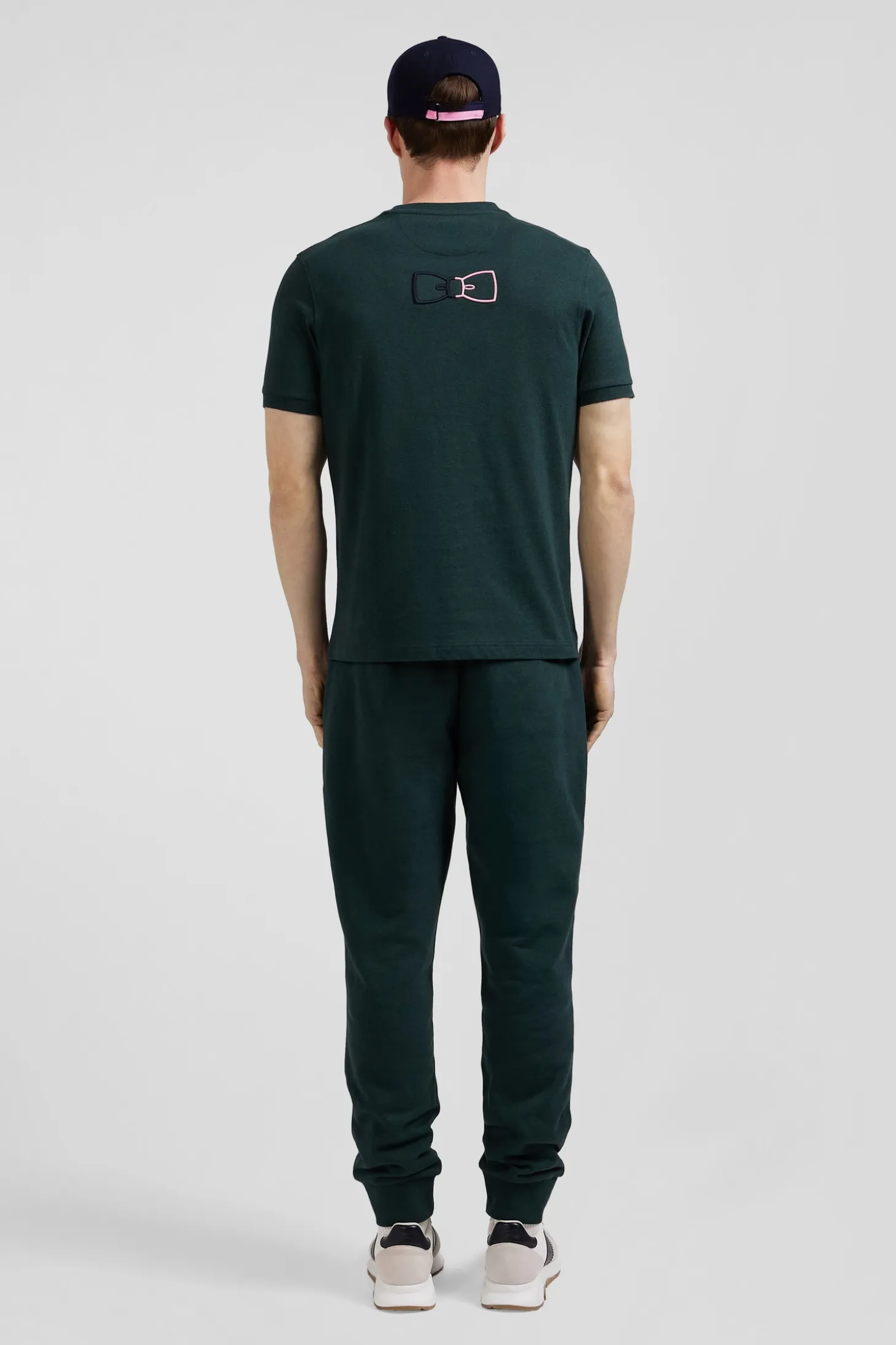 T-shirt manches courtes en coton vert coupe Regular broderie emblème