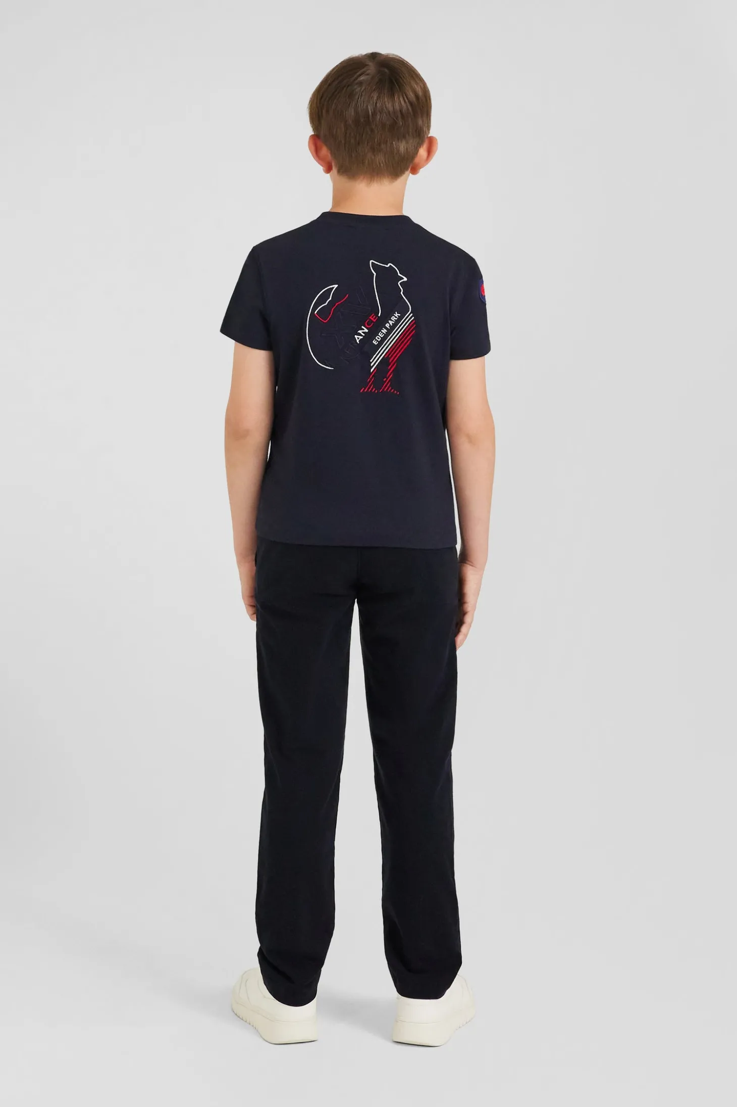 T-shirt manches courtes en coton bleu marine broderie XV de France coupe Regular