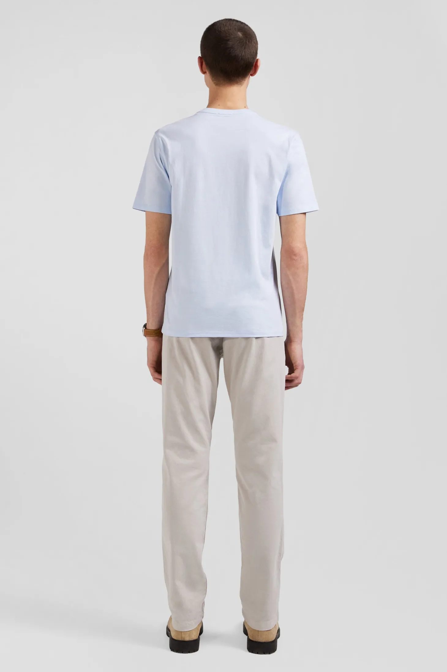 T-shirt manches courtes en coton Pima uni ciel coupe Regular