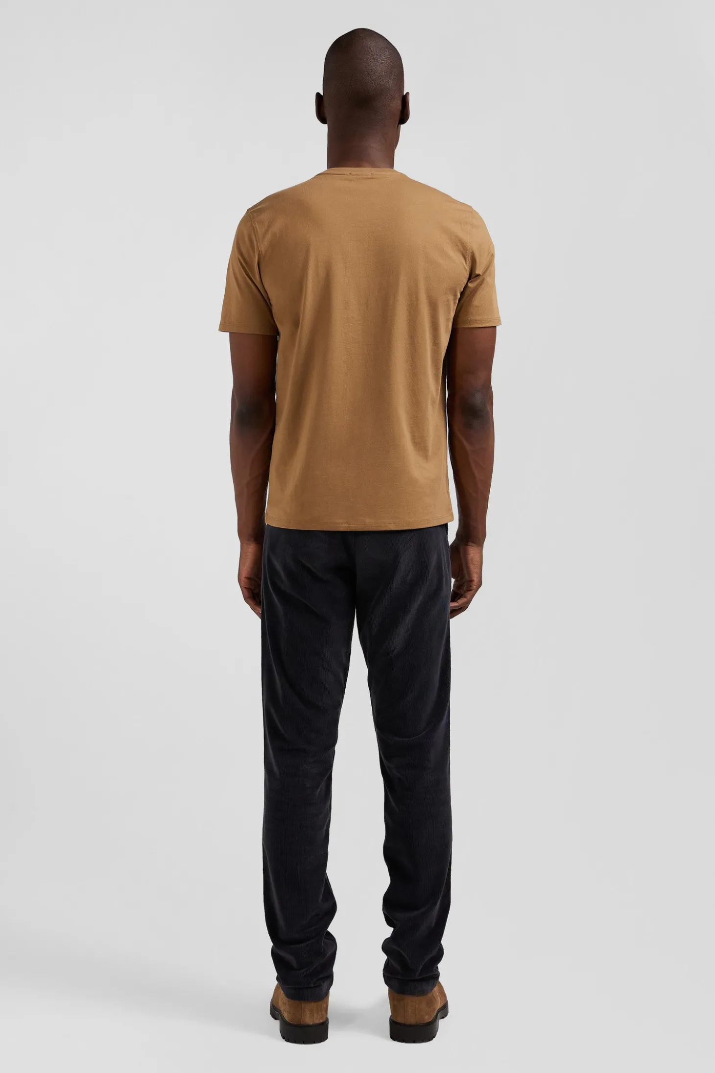 T-shirt manches courtes en coton Pima uni camel coupe Regular