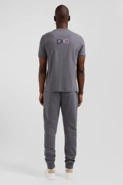 T-shirt manches courtes en coton gris coupe Regular broderie emblème