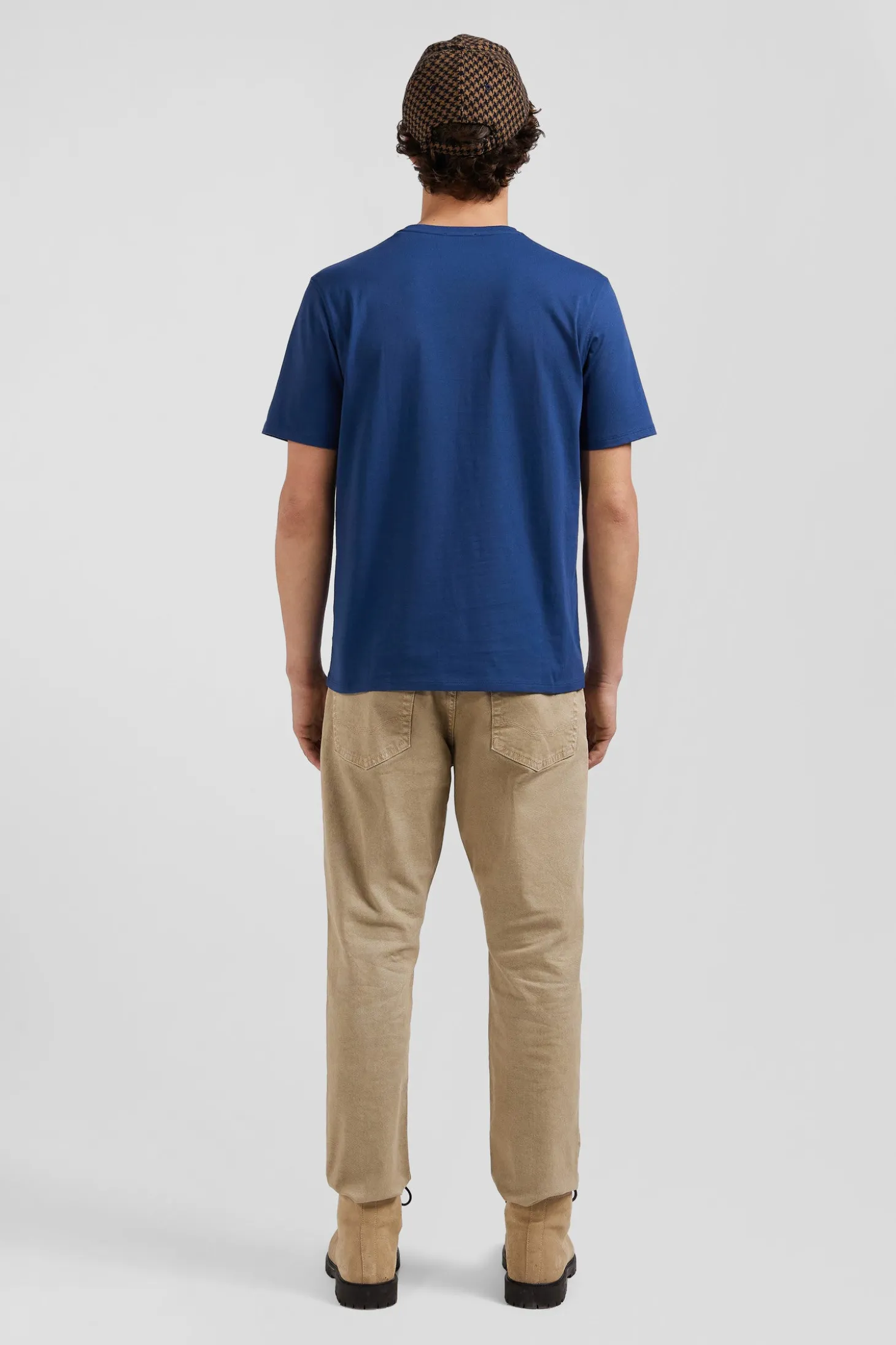 T-shirt manches courtes en coton Pima uni bleu marine coupe Regular