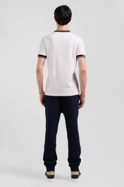 T-shirt manches courtes en coton blanc coupe Slim bords-côtes Eden Park