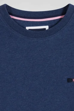 T-shirt manches courtes en coton bleu coupe Regular broderie emblème
