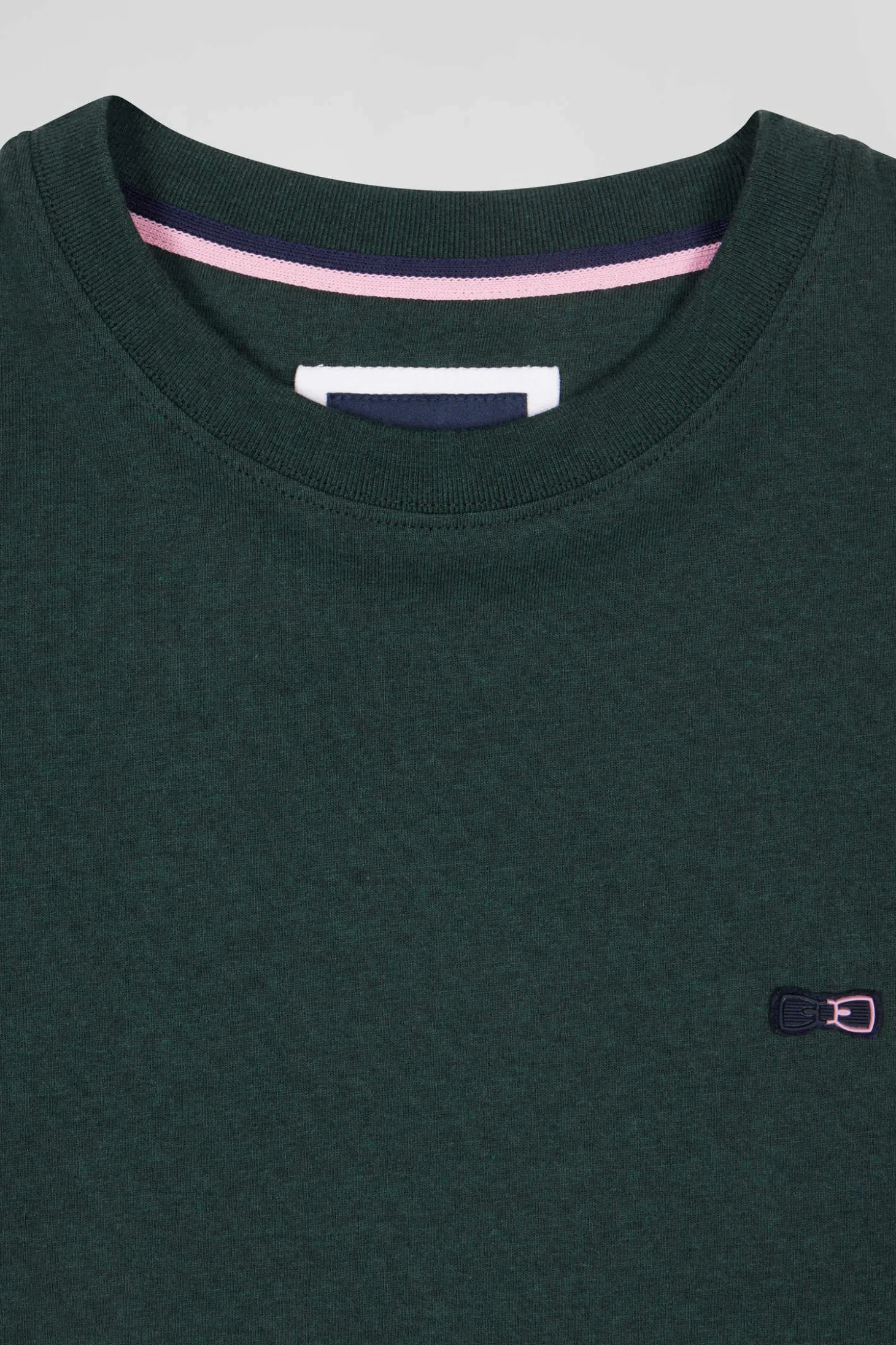 T-shirt manches courtes en coton vert coupe Regular broderie emblème
