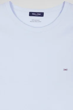 T-shirt manches courtes en coton Pima uni ciel coupe Regular