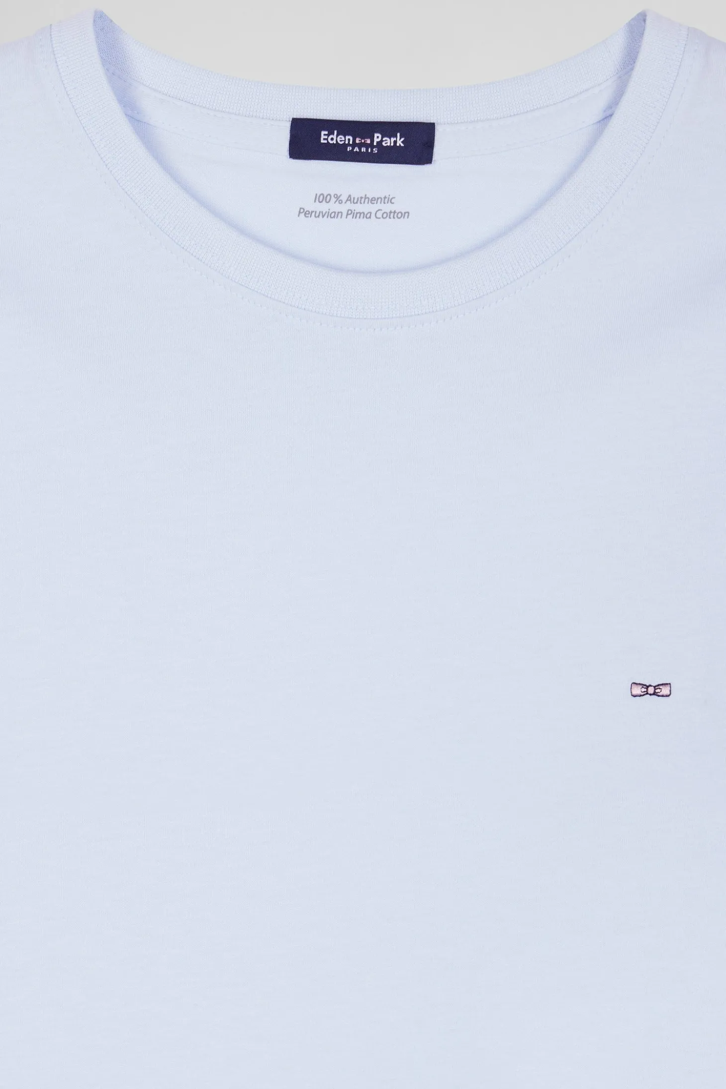 T-shirt manches courtes en coton Pima uni ciel coupe Regular