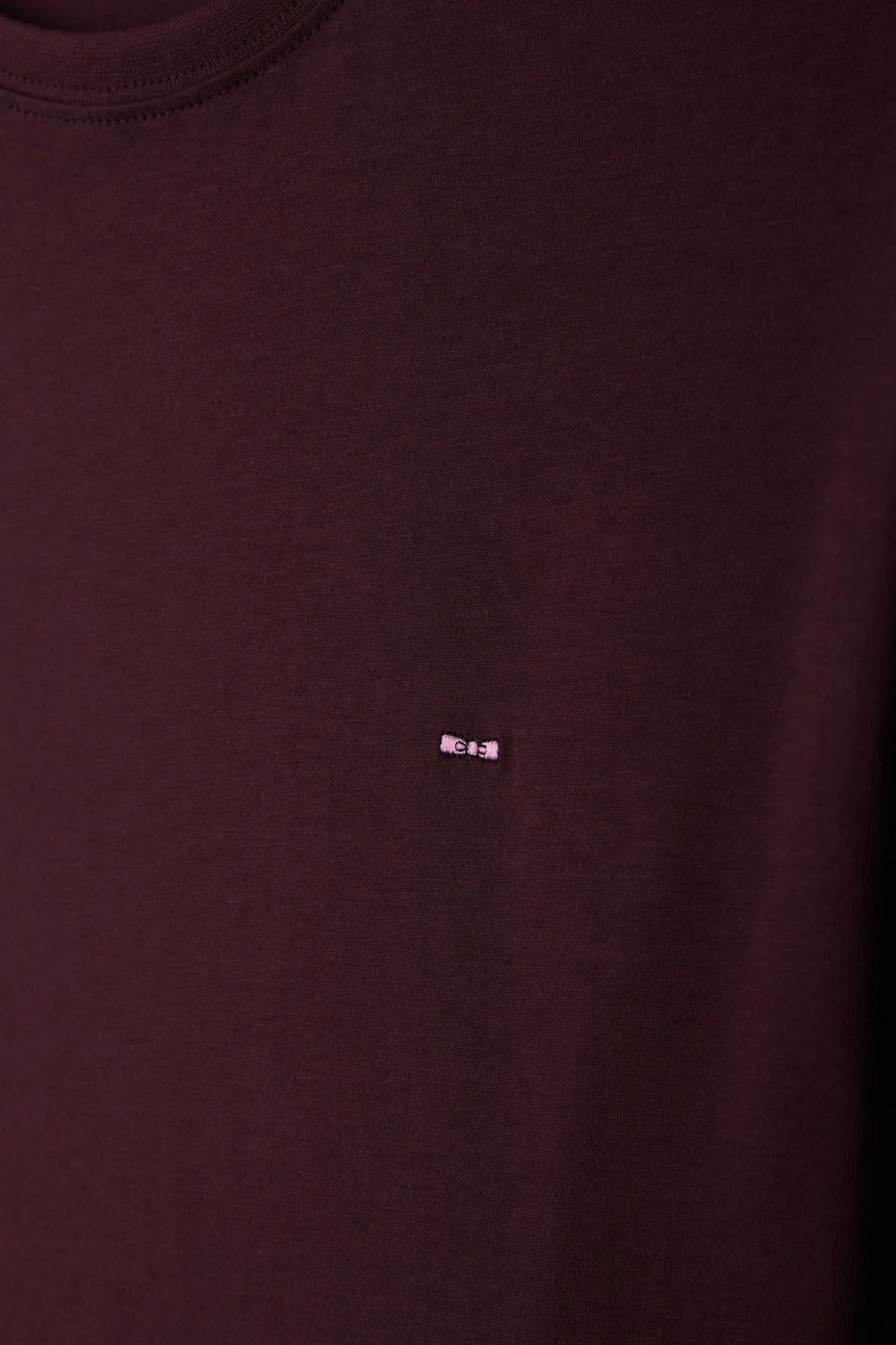 T-shirt manches courtes en coton Pima uni bordeaux coupe Regular