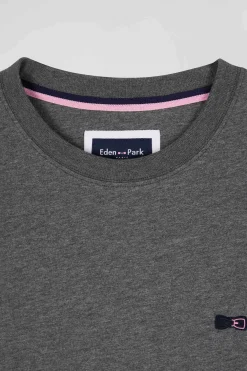 T-shirt manches courtes en coton gris coupe Regular broderie emblème
