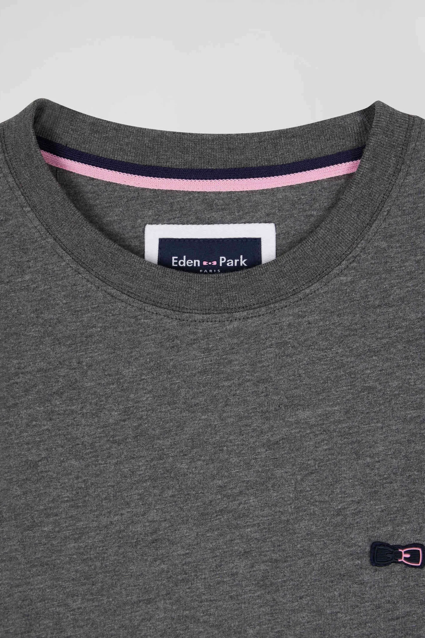T-shirt manches courtes en coton gris coupe Regular broderie emblème