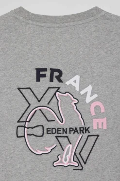 T-shirt manches courtes en coton gris broderie XV de France coupe Regular