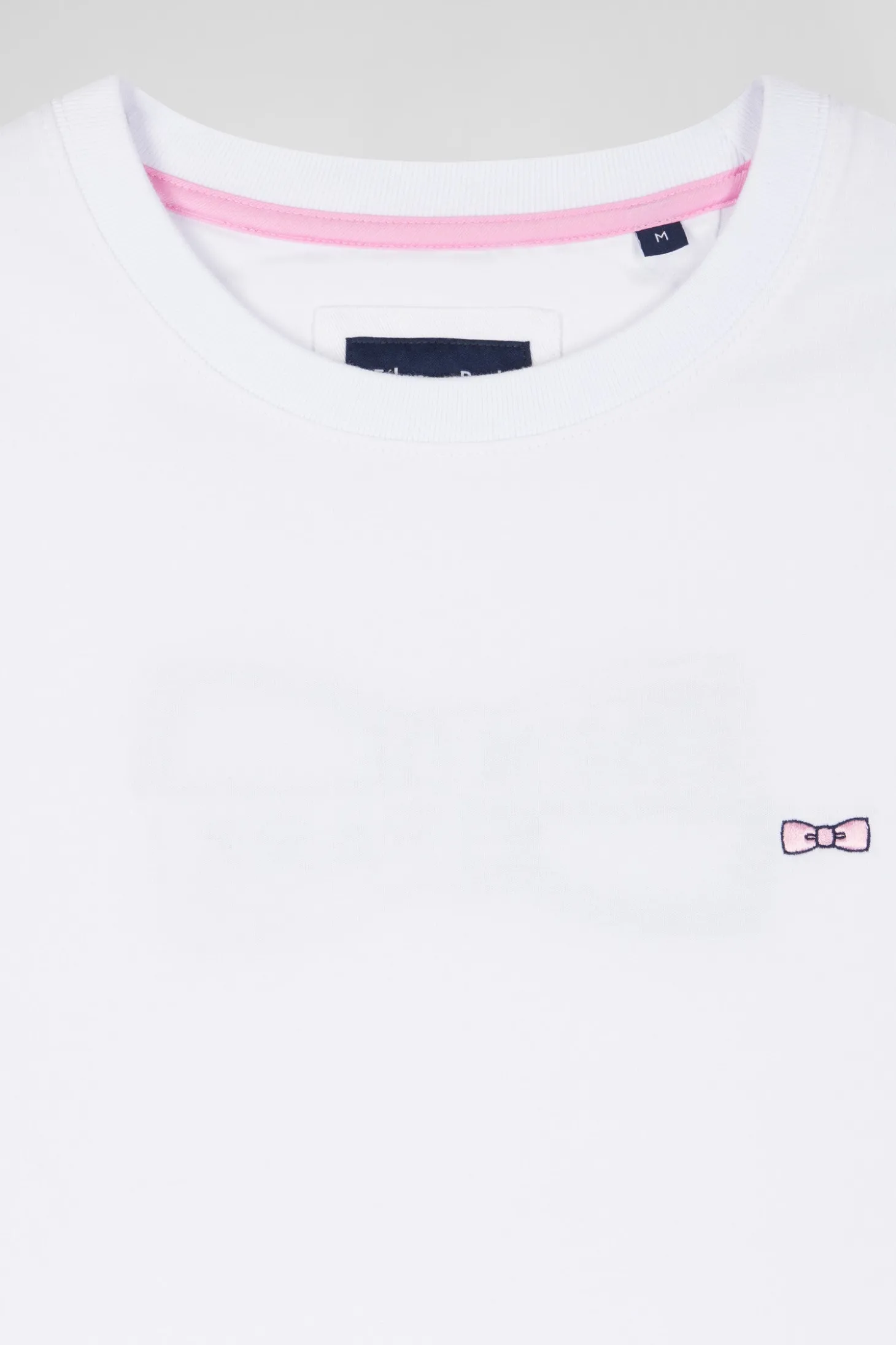 T-shirt manches courtes en coton blanc broderie dos emblème coupe Regular