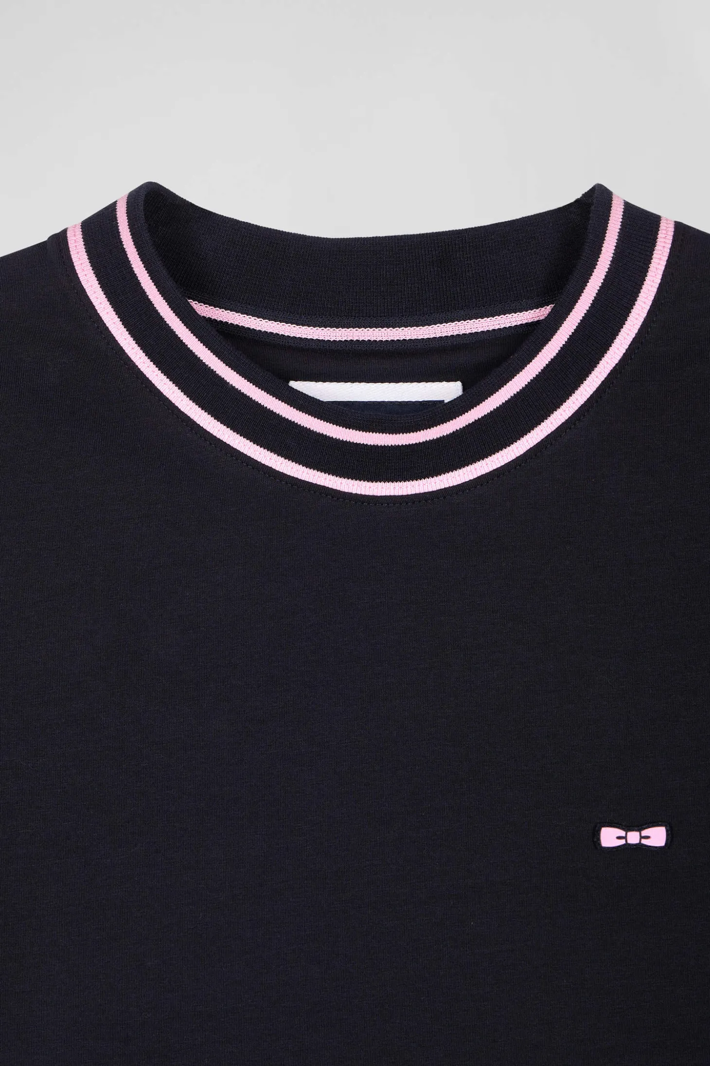 T-shirt manches courtes en coton bleu marine coupe Slim bords-côtes Eden Park