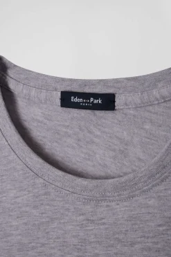 T-shirt manches courtes en coton Pima uni gris coupe Regular