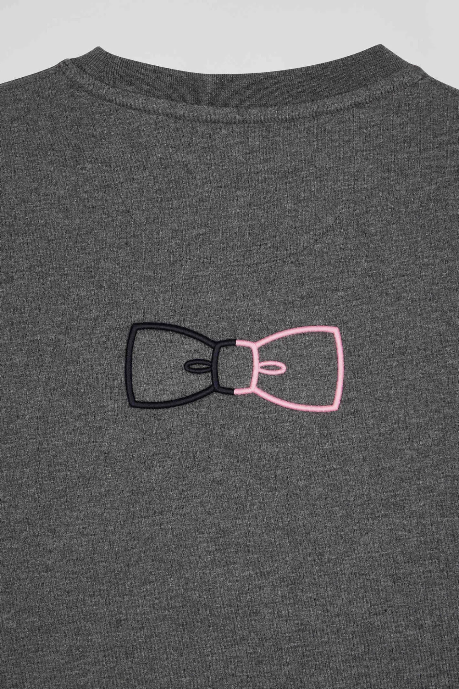 T-shirt manches courtes en coton gris coupe Regular broderie emblème