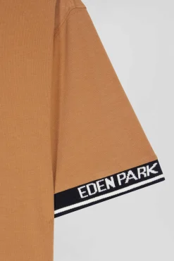 T-shirt manches courtes en coton camel coupe Slim bords-côtes Eden Park