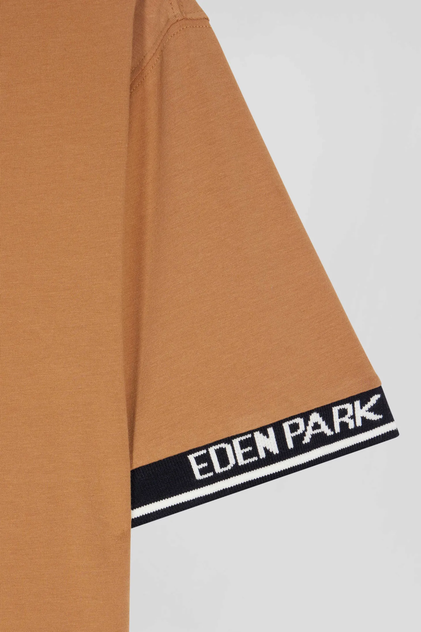 T-shirt manches courtes en coton camel coupe Slim bords-côtes Eden Park