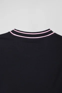 T-shirt manches courtes en coton bleu marine coupe Slim bords-côtes Eden Park
