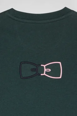 T-shirt manches courtes en coton vert coupe Regular broderie emblème