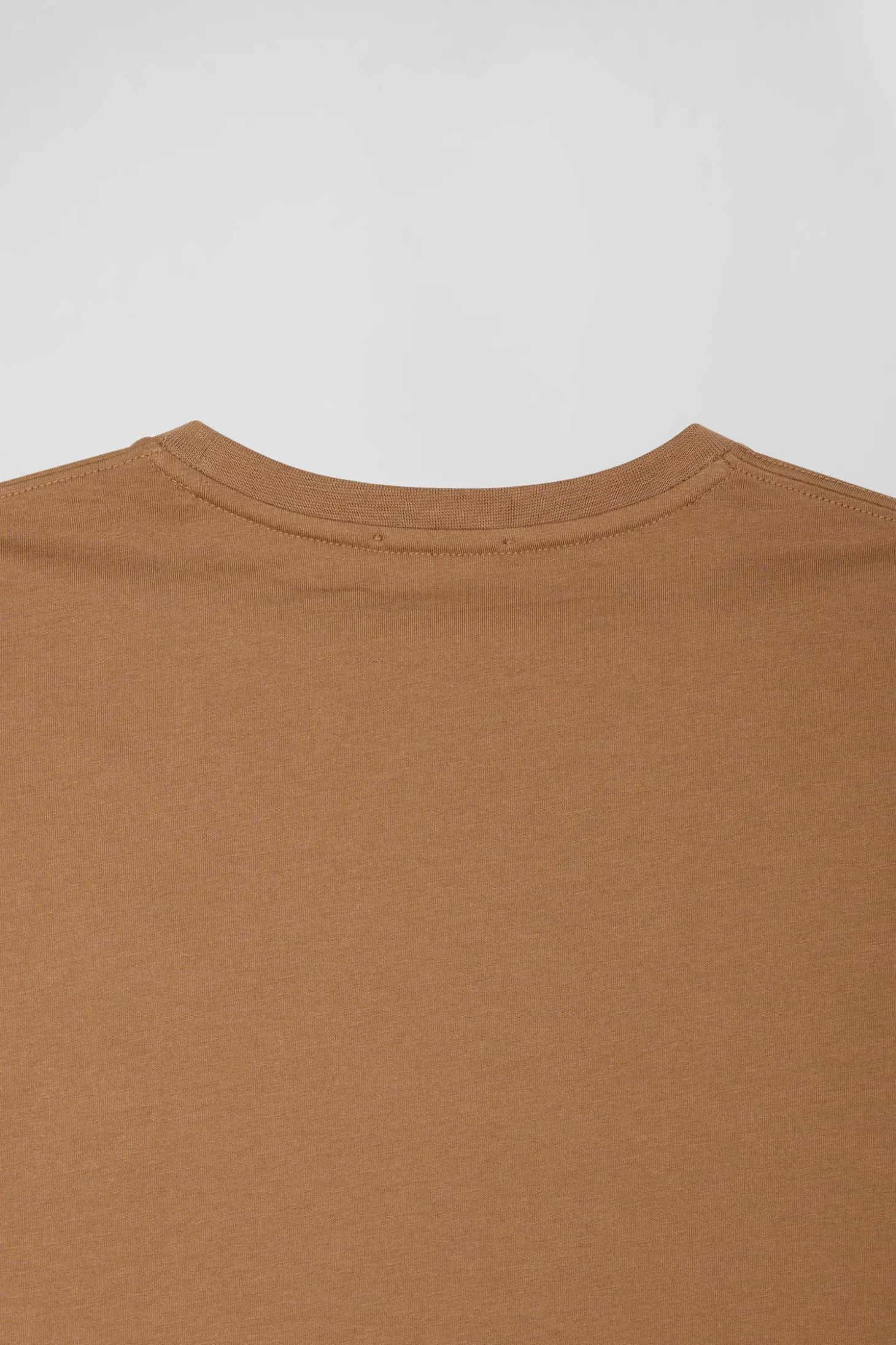 T-shirt manches courtes en coton Pima uni camel coupe Regular