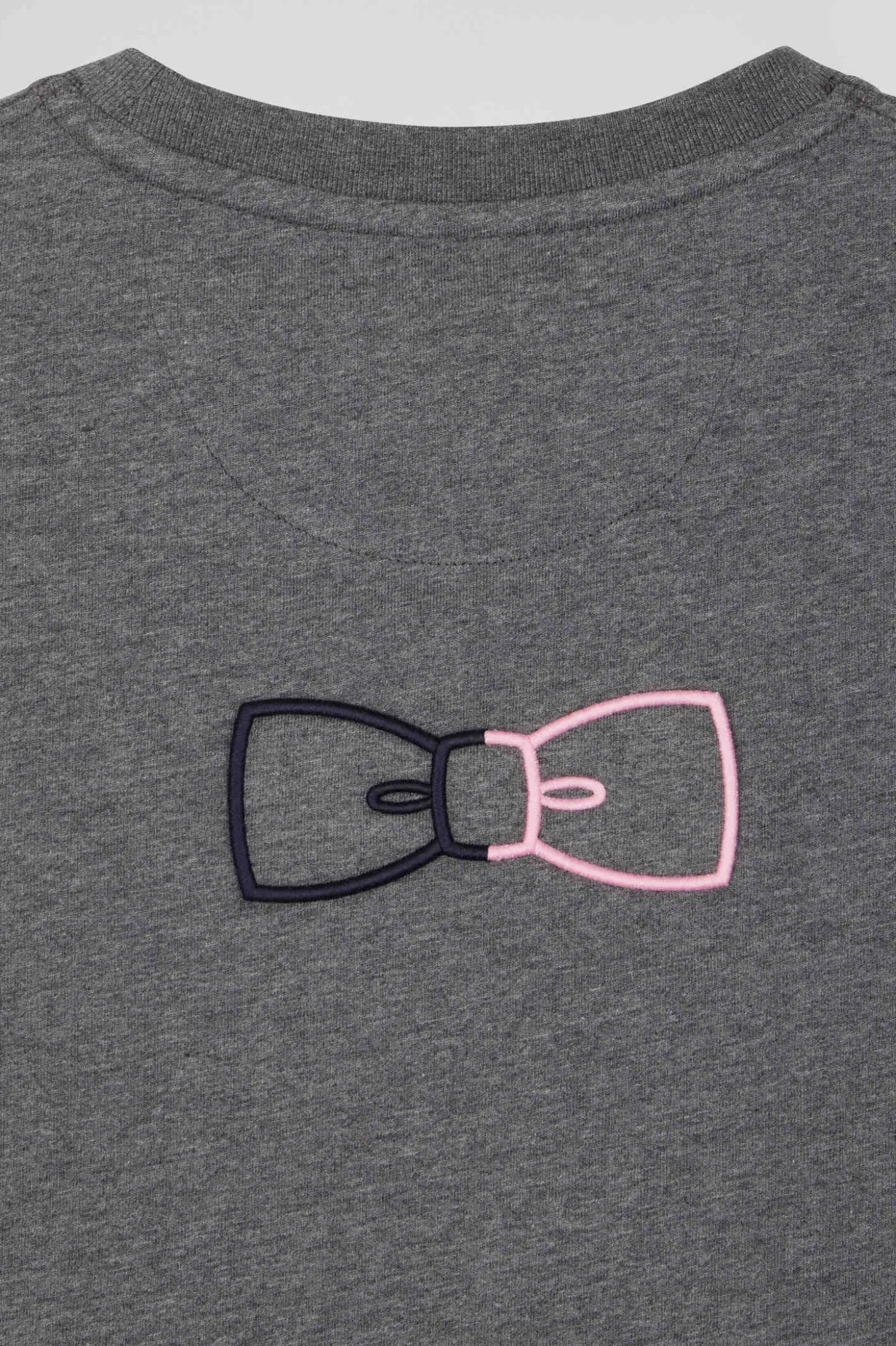 T-shirt manches courtes en coton gris coupe Regular broderie emblème