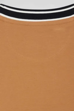 T-shirt manches courtes en coton camel coupe Slim bords-côtes Eden Park