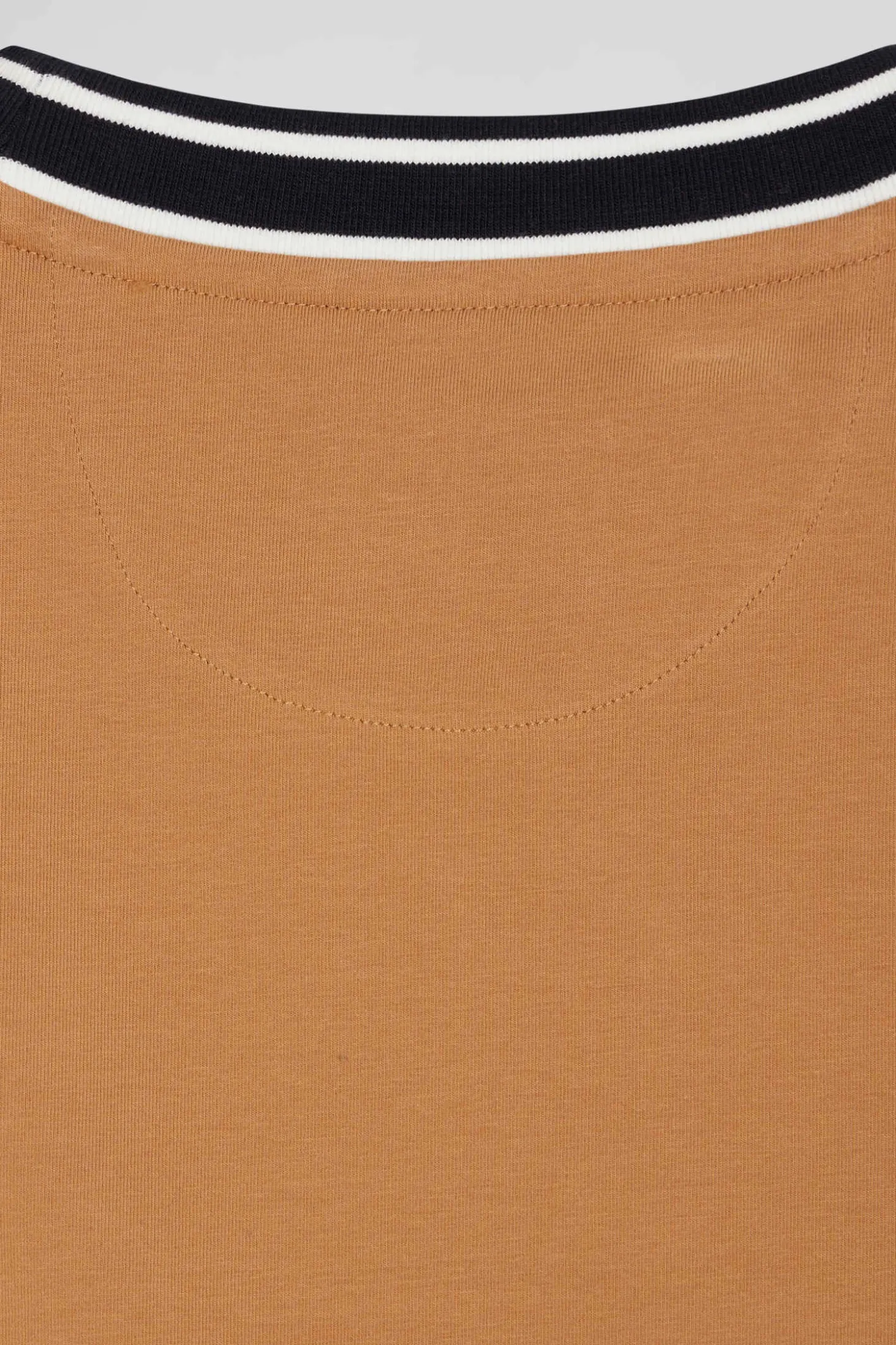 T-shirt manches courtes en coton camel coupe Slim bords-côtes Eden Park