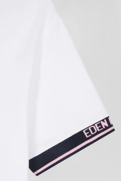 T-shirt manches courtes en coton blanc coupe Slim bords-côtes Eden Park
