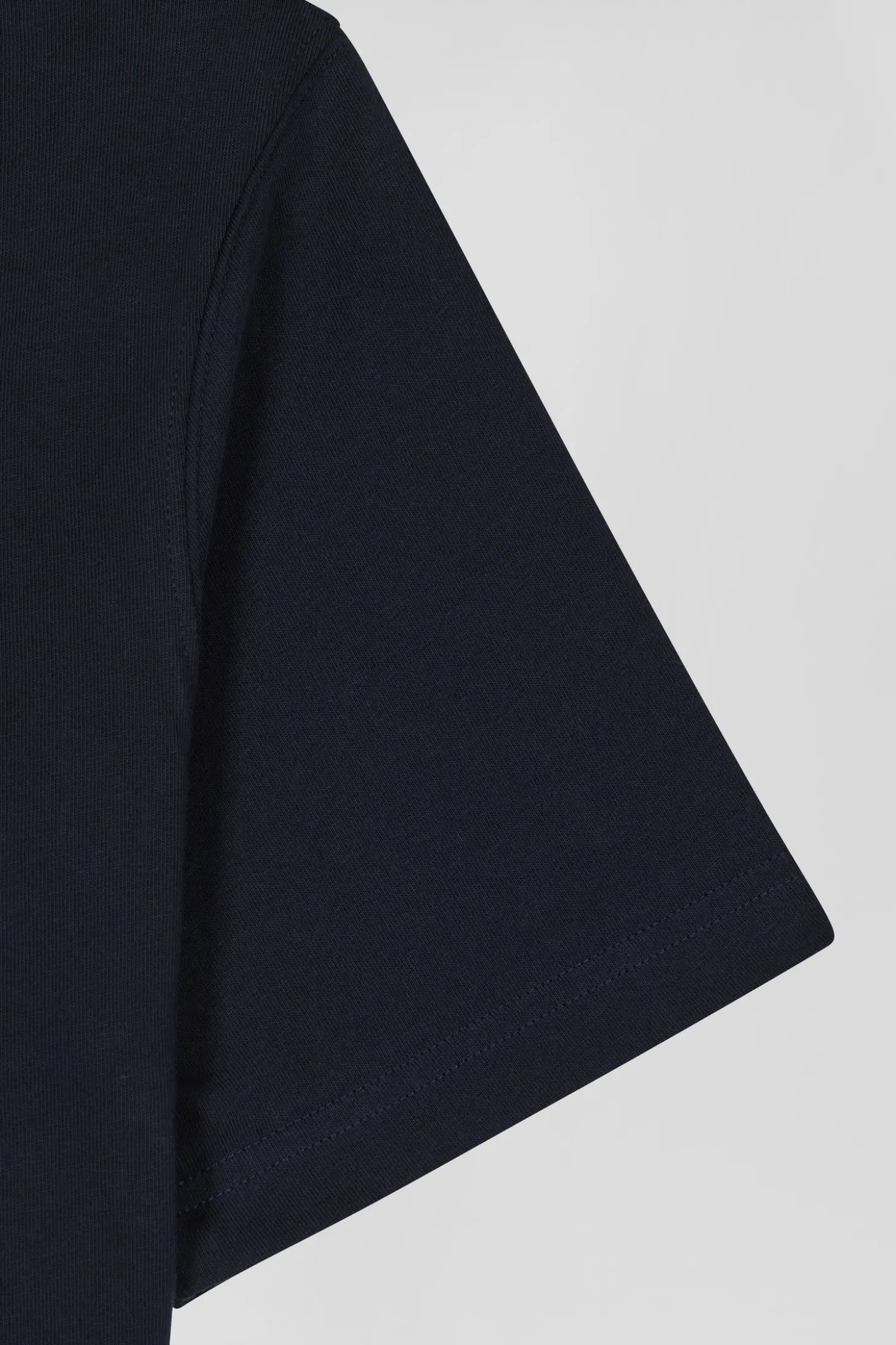 T-shirt manches courtes en coton bleu marine broderie dos coupe Regular