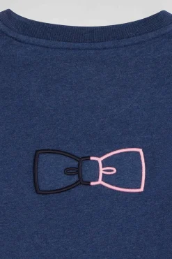 T-shirt manches courtes en coton bleu coupe Regular broderie emblème