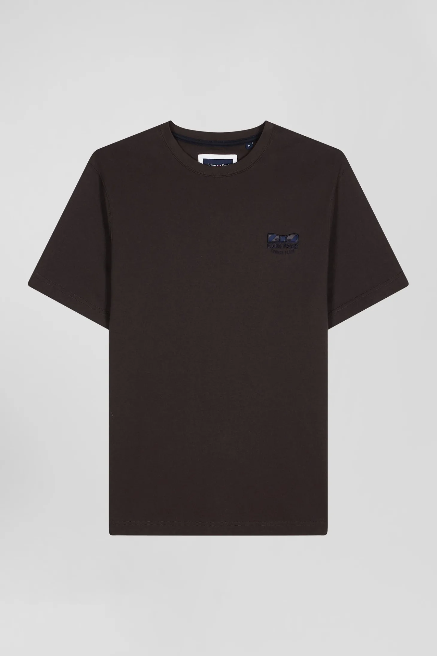 T-shirt manches courtes marron emblème tissu cravate coupe Regular