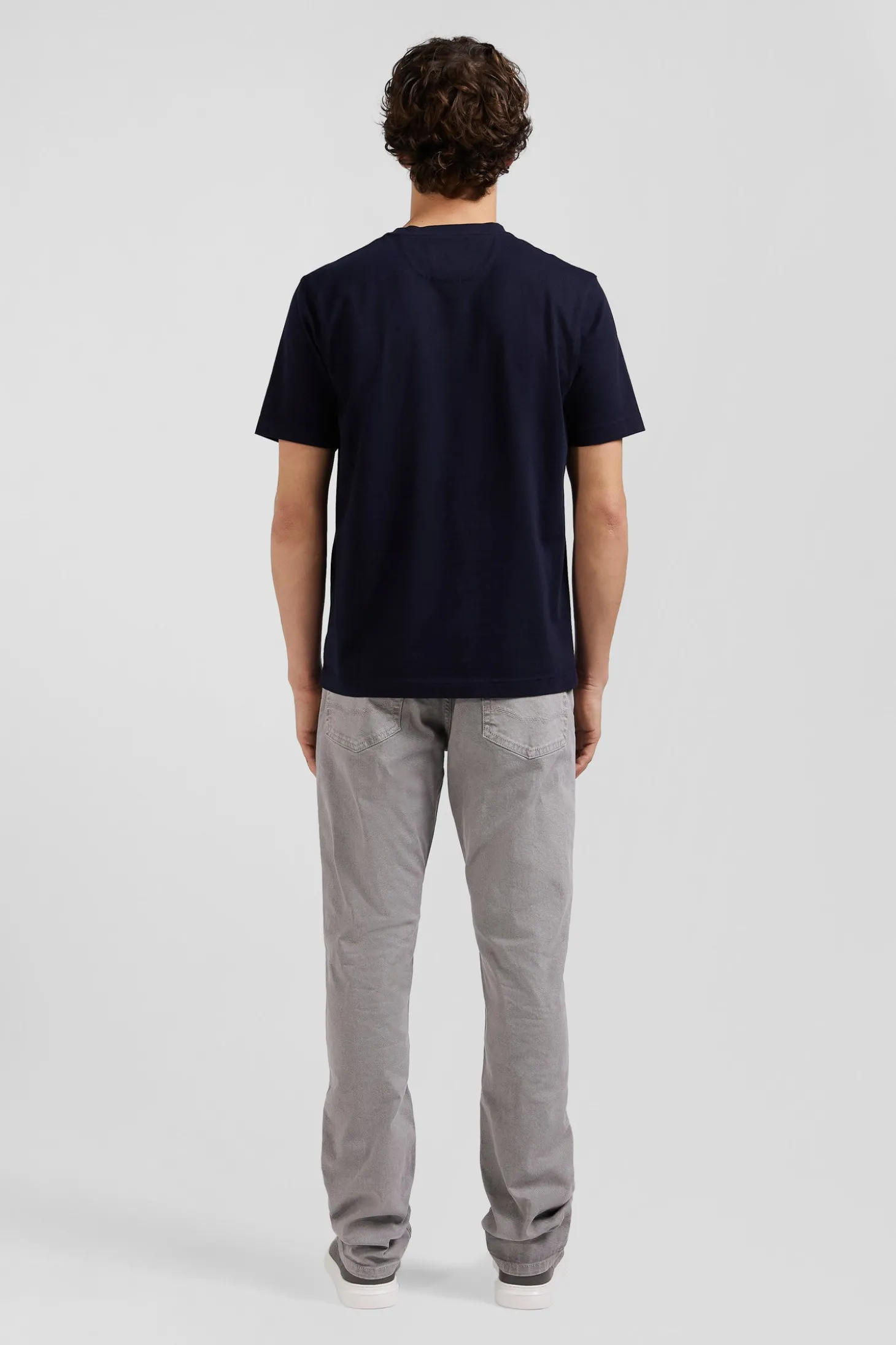 T-shirt manches courtes marine emblème tissu cravate coupe Regular