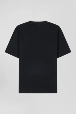 T-shirt manches courtes noir application Eden Park Rugby coupe Oversized