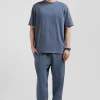T-shirt manches courtes unisexe en coton surteint uni gris coupe Oversized