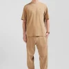T-shirt manches courtes unisexe en coton surteint uni camel coupe Oversized