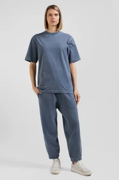 T-shirt manches courtes unisexe en coton surteint uni gris coupe Oversized