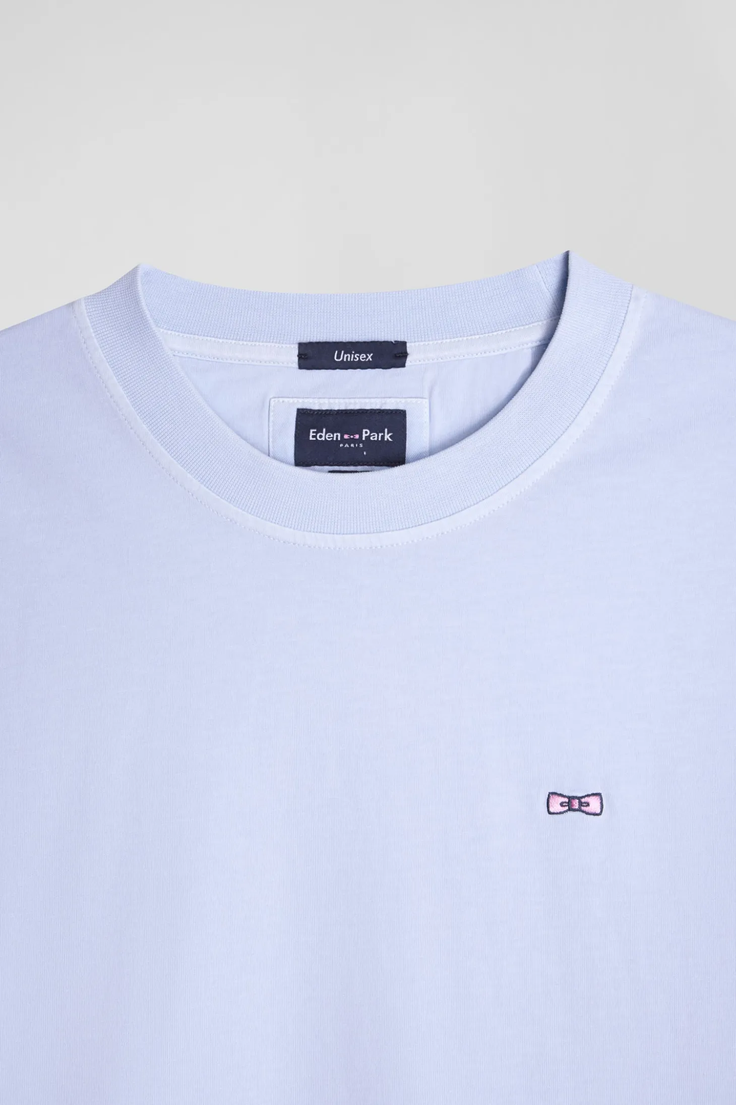 T-shirt manches courtes unisexe en coton surteint uni ciel coupe Oversized