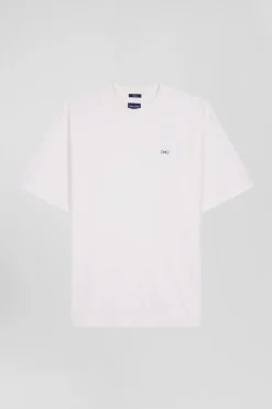 T-shirt manches courtes unisexe en coton surteint uni écru coupe Oversized
