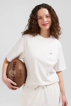 T-shirt manches courtes unisexe en coton surteint uni écru coupe Oversized