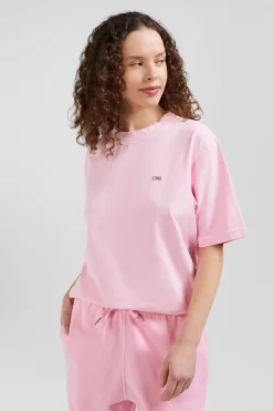 T-shirt manches courtes unisexe en coton surteint uni rose coupe Oversized