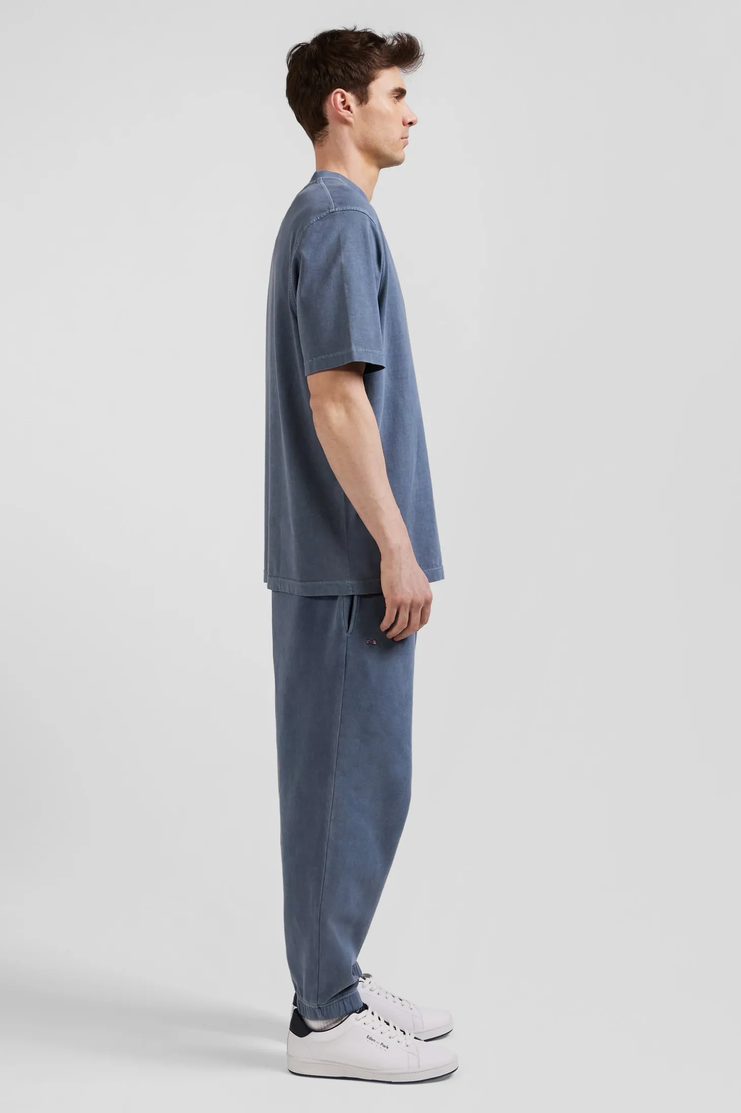 T-shirt manches courtes unisexe en coton surteint uni gris coupe Oversized