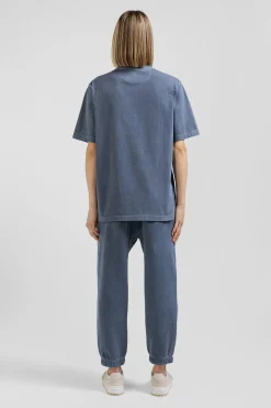 T-shirt manches courtes unisexe en coton surteint uni gris coupe Oversized