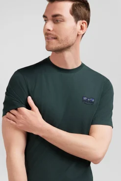 T-shirt manches courtes vert emblème tissu cravate coupe Regular