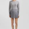 T-shirt manches longues col rond en coton gris coupe Slim