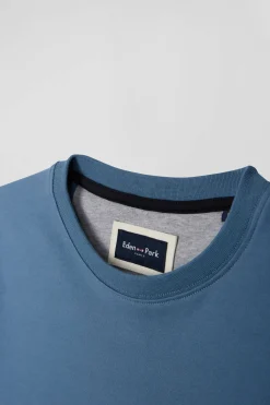 T-shirt manches longues colorblock en coton bleu coupe Regular