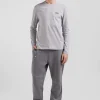 T-shirt manches longues en coton gris broderie et nœuds papillon cerclés