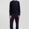 T-shirt manches longues en coton bleu marine broderie dos N°10 coupe Regular
