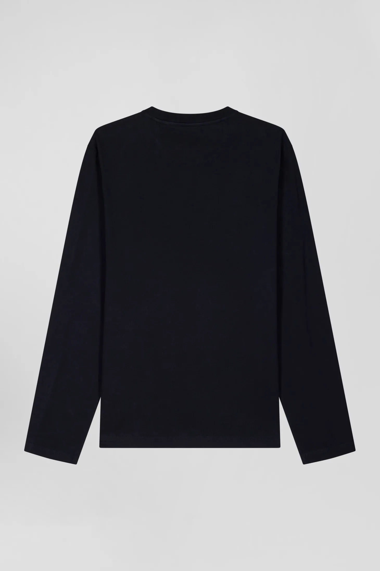 T-shirt manches longues en coton bleu marine patch imprimé coupe Regular